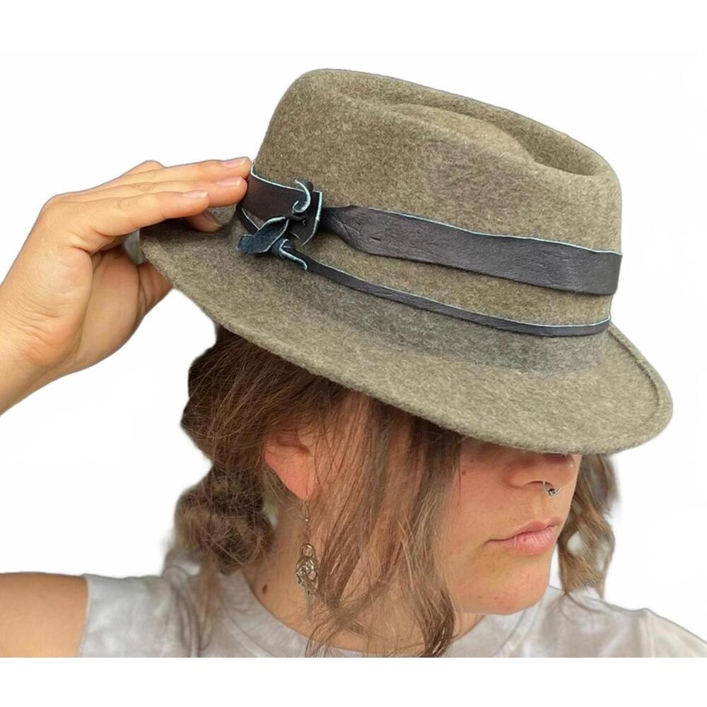 Vintage 1960s Army Green Felted Wool Fedora Hat – Classic Mid-Century Style